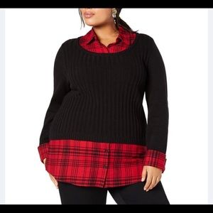 Style&co Layered Plaid Sweater NWT